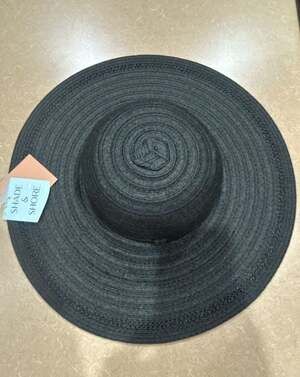 Shade & Shore Women's Black Wide Brim Straw Sun Hat